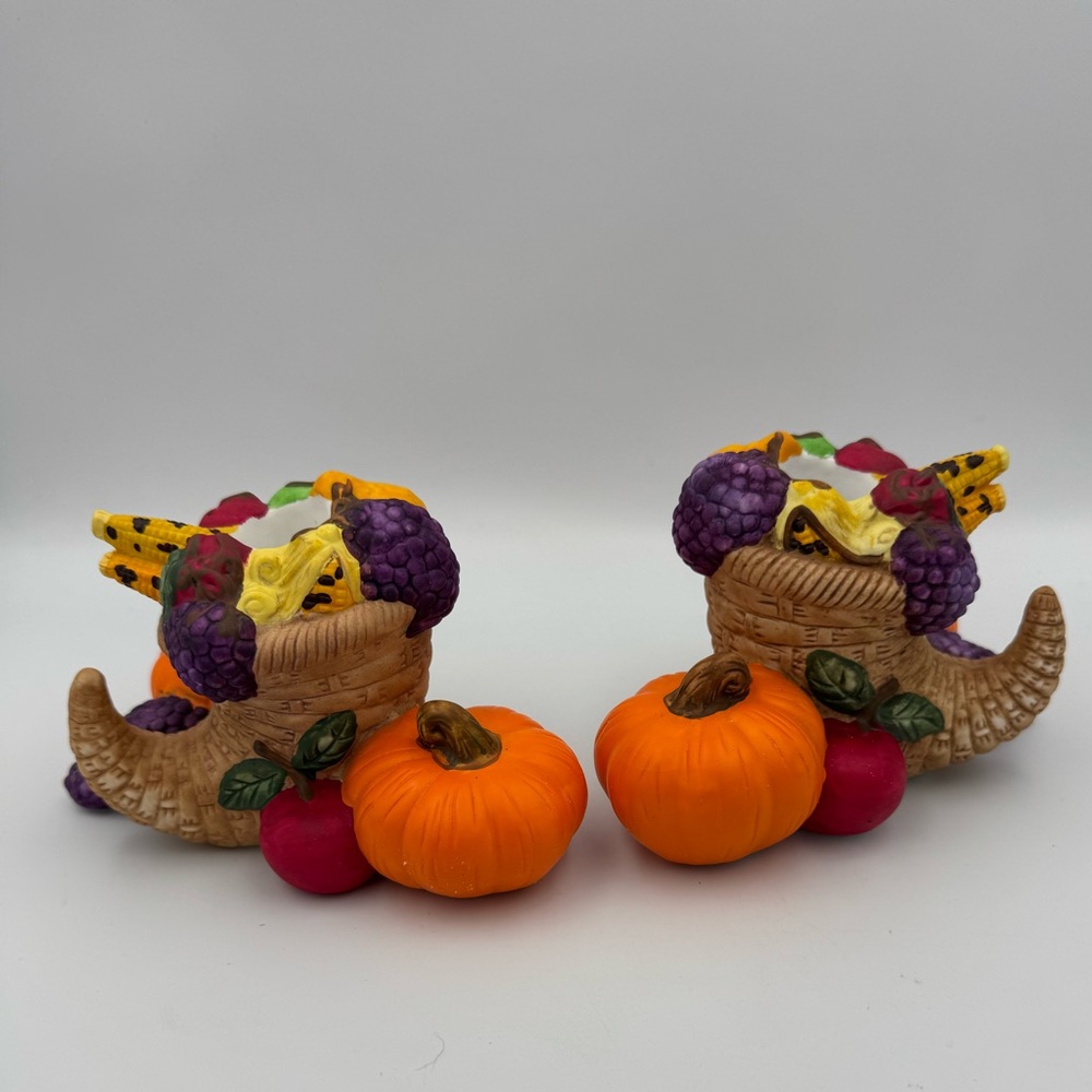 x2 PartyLite Harvest Time Thanksgiving Cornucopia Taper Candle Holders